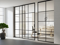 Pintu Geser Kaca Double Glazing Soft Closing Rangka Tipis Modern untuk Ruang Tamu, Kamar Tidur, Dapur, Ruang Makan, Balkon, Interior Rumah