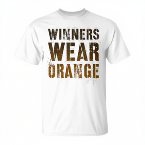 T-shirt promotionnel vintage pour gagnants, couleur orange, pour camp d'été, jeu de guerre, match d'équipe - Product Image 1