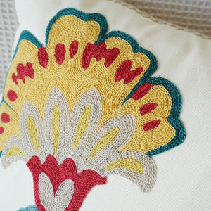 Modern Pastoral Linen <strong>Pillowcase</strong> <strong>Floral</strong> Embroidered Fresh Plant Flower Square Cushion for Bedside Bay Window Living Room Sofa - Product Image 4