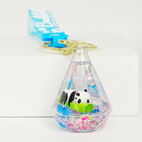 Porte-clés créatif en acrylique avec panda de dessin animé mignon, breloque à paillettes liquides flottantes, imprimé UV, couleur personnalisée