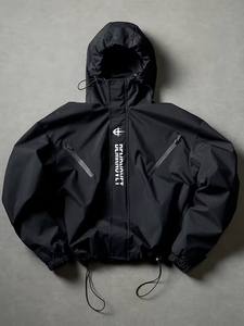 Fabricant de vêtements, veste technique surdimensionnée en nylon de haute qualité, à capuche, avec poignets en velcro, fermeture éclair imperméable, vestes pour hommes - Product Image 2