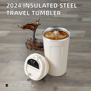 2025 gros gobelet de voyage en acier inoxydable à double paroi isolé sous vide tasse à café en céramique réutilisable/affichage de la température de la tasse - Product Image 3
