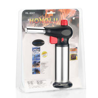 Grands briquets torche à souder en métal réglables, rechargeables au gaz, à jet de butane, pour cuisinières, camping, feux d'artifice, poêles