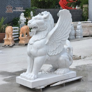 Statue de <span class=keywords><strong>griffon</strong></span> en pierre sculptée à la main TREVI, grande sculpture d'animal en marbre pour la décoration extérieure de l'entrée d'une villa - Product Image 3