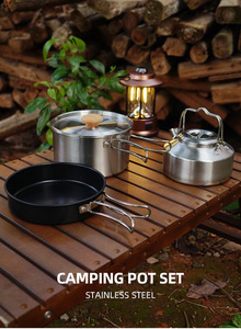 <span class=keywords><strong>Set</strong></span> di pentole da campeggio ultraleggere con bollitore e utensili per arrosto per avventure all'aria aperta e campeggi - Product Image 6