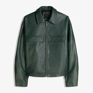 Giacca Bomber in Pelle da Uomo con Colletto Rovesciato e Tasca sul Petto Personalizzata dal Produttore - Product Image 5
