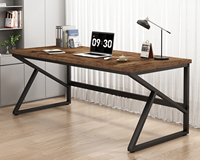 Bureau moderne pour 2 personnes industriel métal bois double moniteur PC bureau d'ordinateur de jeu pour bureau à domicile chambre à coucher salon
