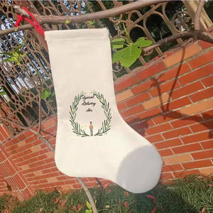 Sublimación personalizada Bolsa en blanco Stocks de lino impresos Decoración de Navidad Stocks con cordón Santa Claus sublimación calcetines de Navidad - Product Image 4