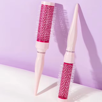 Brosse ronde professionnelle en céramique avec logo personnalisé, nouveau cœur en nylon PP, pour cheveux bouclés, pour le séchage au sèche-cheveux, vente en gros