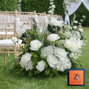 Composizione Floreale Artificiale in Seta per Corridoio, Sfera di Fiori di Ortensia Bianca e Verde, Bouquet da Sposa, Decorazione per Tavolo dell'Altare, Alta Qualità - Product Image 1