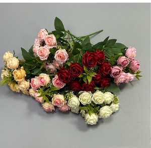 Ramo de Flores Artificiales de Fábrica, 10 Cabezas de Flores Pequeñas de Seda con Hoja de <span class=keywords><strong>Eucalipto</strong></span>, Rosa Blanca, Decoración para el Hogar, Oficina, Boda - Product Image 2