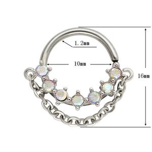 Anneau de nez en acier chirurgical 316L avec gemme AB, piercing de septum, bijou de corps tendance - Product Image 2