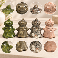 Figurine de citrouille fantôme en cristal sculpté, pierre précieuse polie, décoration mignonne d'Halloween pour la maison, le bureau, les étagères, la collection et comme cadeau