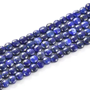 6mm Natural Gemstone Beads Coin Shape Beads Faceted Lapis Beads for Wholesale