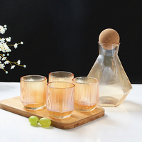 Set ketel kaca borosilikat, Set ketel kaca dingin dengan cangkir, Set cangkir kendi anggur kaca rumah, Set kendi air