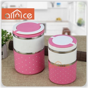 Hộp Đựng Thức Ăn Bằng Thép Không Gỉ Hộp Cơm Trưa Tròn Hai Tầng Tiffin Hộp Có Nắp Đậy Chân Không - Product Image 6