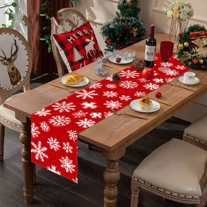 Nappe et chemin de table LINGKAI en lin écologique imprimé flocons de neige pour la décoration de la salle à manger à la maison - Product Image 4