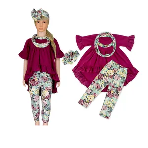 数码印花定制婴儿派对礼服精品儿童服装秋季新生婴儿服装套装女孩服装套装