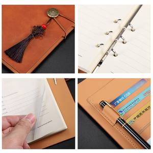 Carnet à couverture rigide personnalisé style chinois, <span class=keywords><strong>classeur</strong></span> à 6 anneaux, organiseur A5 en cuir PU, <span class=keywords><strong>magazine</strong></span> - Product Image 4