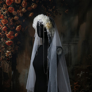 Telo da sposa in pizzo retrò francese fatto a mano foresta con perline petalo per spose nuovi accessori per abiti da sposa - Product Image 5