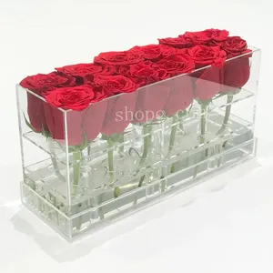 Centre de table à manger en cristal acrylique Boîtes à fleurs en verre organique de taille personnalisée pour décorer des scènes de mariage et de fête