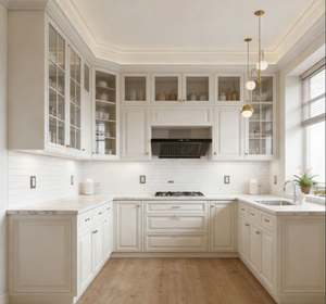 Gabinetes de Cocina de Madera Maciza de Lujo Estilo Europeo con Estantes Superiores y Cajones Laterales, Bisagras de Cierre Suave, Diseño Personalizado - Product Image 6