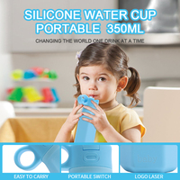 Nouvelle Bouteille en Silicone Sans BPA, Écologique et Portable, 350 ml, Colorée, pour Boisson d'Enfants, avec Paille