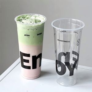 Fabrication de gobelets en plastique PP transparent givré écologiques pour boissons chaudes et froides, 600 ml, 700 ml, gobelet pour thé au lait, jus, café, soda avec couvercle - Product Image 3