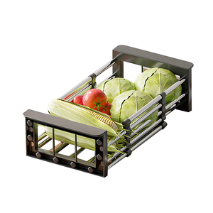 Kim loại trên các món ăn bồn rửa khô <span class=keywords><strong>drainer</strong></span> giá có thể điều chỉnh tay vịn Telescopic Bồn Rửa Nhà Bếp cống giỏ - Product Image 4