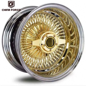 Ruedas BZY 13x7 14x7 15x7 Cromadas Doradas con Radios de Alambre, Ruedas Forjadas con Sistema Knock-Off para <span class=keywords><strong>Cadillac</strong></span>, Thunderbird, Chevrolet, <span class=keywords><strong>Autos</strong></span> Clásicos - Product Image 2