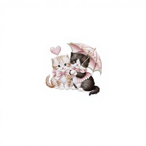 Camiseta corta de punto con estampado Y2K para mujer, corte ajustado, con gatitos y lazo rosa - Product Image 1