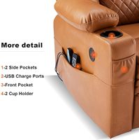 Direct usine Eiayeebil chaise inclinable en cuir marron clair Massage thermique à double moteur Ports USB Type C Ascenseur de position infinie