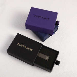 PUPPYSEW Jewelry <b>Sliding</b> Box 9*7cm U disk Cardboard Packing Drawer Box Lighter packing Box Logo custom - Product Image 2