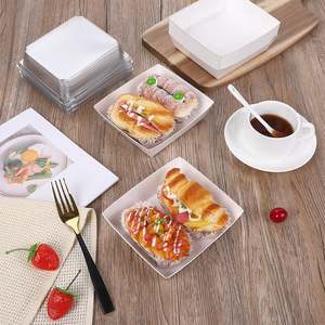 2.9*5.3inch vuông màu trắng dùng một lần hộp đựng thức ăn bánh sandwich lát bánh giấy hình chữ nhật hộp với nắp đậy rõ ràng - Product Image 6