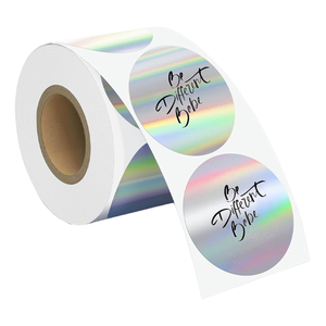 Custom Holographic <strong>UV</strong> <strong>Printed</strong> PET Vinyl Sticker <strong>Label</strong> Glossy Finish Supermarket and Cosmetic Candle Use Adhesive Features - Product Image 1