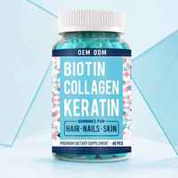 Gummies à la biotine, au collagène et à la kératine, 14 nutriments, vitamines beauté à mâcher pour les soins des cheveux, de la peau et des ongles, 60 pièces