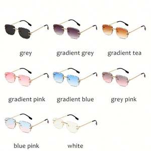 Lunettes de soleil rectangulaires vintage 2025 avec logo personnalisé, pour hommes et femmes, à bords coupés, UV400, dégradées, sans monture, pour hommes et femmes - Product Image 6