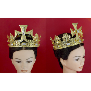 MO202 Corona per Capelli Fatta a Mano in Rame Placcato Oro Stile Imperiale Medievale per Giochi di Ruolo - Regalo di Compleanno per Re e Regina - Product Image 5
