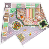 Aire de jeux intérieure douce Macaron Pastel, Château de jeu commercial pour enfants avec toboggan arc-en-ciel, piscine à balles et filet arc-en-ciel pour centre commercial