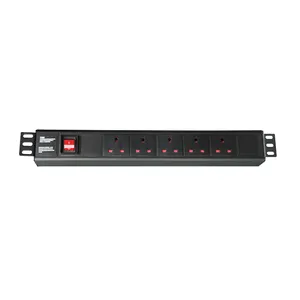 19 Inch UK British Power Distribution Unit 5 Way PDU Socket With Switch And Overload For Commercial