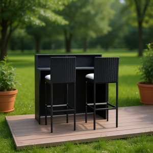 Black <b>Garden</b> Bar <b>Set</b> Modern Outdoor Furniture Durable Design For Barware <b>Tools</b> - Product Image 2