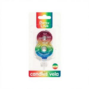 Fête multicolore pour un joyeux anniversaire n° 8 bougies d'anniversaire en cire faites à la main de 6,5 cm pour fêtes, bars, décoration intérieure, mariages, boîtes - Product Image 1