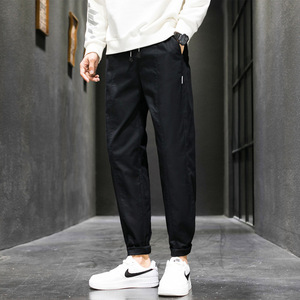 Pantalon en jean <span class=keywords><strong>d</strong></span>écontracté pour homme, coupe droite mi-haute, style coréen, tendance, polyvalent, pour étudiant, avec cordon de serrage à la cheville, idéal pour le sport - Product Image 2