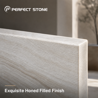 Dalle de travertin naturel Super Blanc PerfectStone, finition polie, veinage fluide, pour la décoration des murs et sols intérieurs de villas et d'hôtels