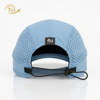 Casquette de baseball respirante en maille 4U, ajustable, unisexe, pour l'extérieur, toutes saisons, 5 panneaux, 100 % coton, sportive, bleu clair