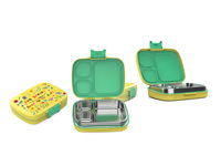 Boîte à lunch portable de luxe pour étudiants Employés de bureau et résidents du dortoir Boîte à lunch Bento en acier inoxydable à trois compartiments