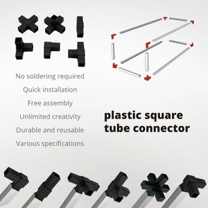 Connecteur de tube carré en plastique 25 mm haute pression, raccord en T 20x20 mm à 3 voies avec support plaqué pour tubes - Product Image 4