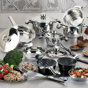 Ensemble de cuisine haut de gamme avec logo personnalisé, batterie de cuisine moderne antiadhésive en acier inoxydable pour cuisinière à gaz domestique - Product Image 1