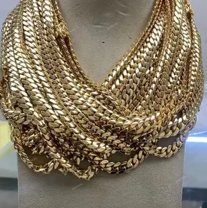 Atacado personalizado ouro franco corrente pulseira venda quente 10k 14k 18k real colar de ouro sólido hip hop jóias finas para homens mulheres