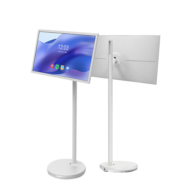 White LED HDTV 21.5" Portable Smart TV with Android 13 Rechargeable LCD Touch Screen Monitor 1080p